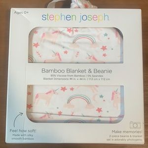 Stephen Joseph Bamboo Blanket & Beanie Unicorn Set